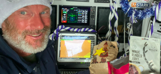 Reindeer and gingerbread shorten the time of Finnish solo skipper Ari Huusela (58) in his cockpit Reindeer and gingerbread shorten the time of Finnish solo skipper Ari Huusela (58) in his cockpit